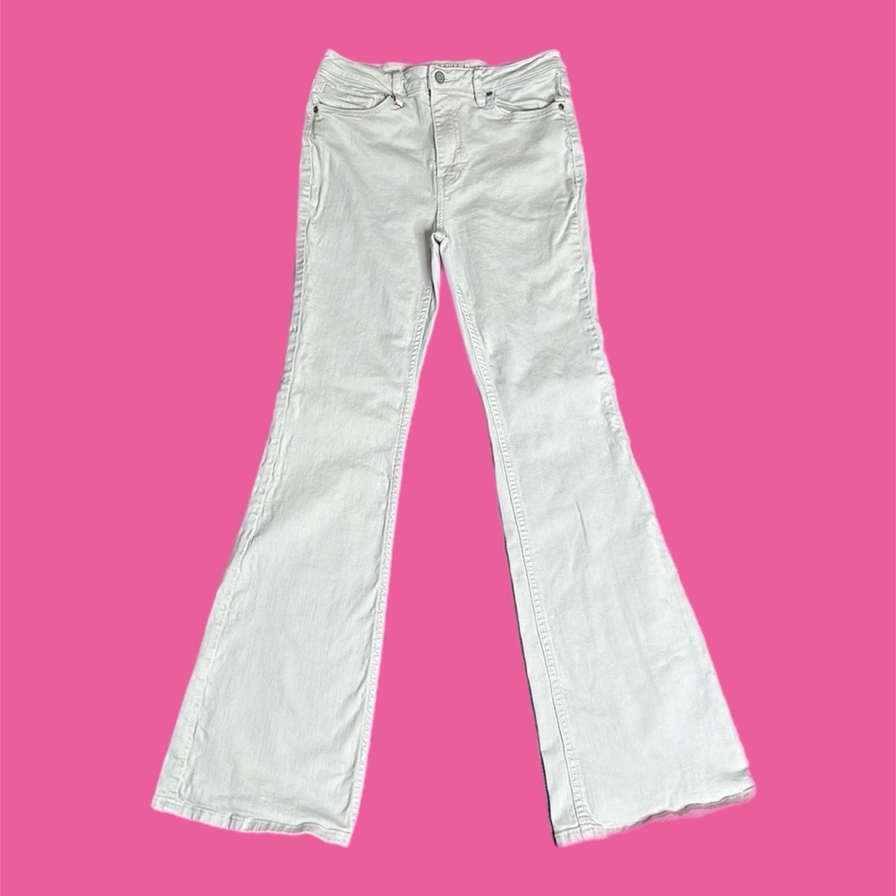 IDYLLWIND Women’s High Rise Stretchy Bootcut Jeans in Ivory Sz 10Wx34L